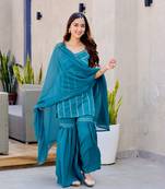 Green gota crepe salwar