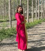 Pink woven chanderi silk salwar