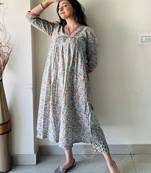 Sea-green floral print cotton salwar