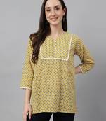Mustard printed cotton party-tops