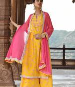 Yellow embroidered cotton salwar