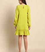 Mustard plain cotton short-dresses