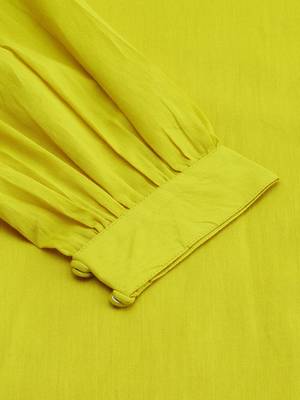 Mustard plain cotton short-dresses 3