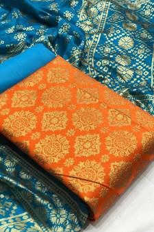 Orange zari woven brocade salwar