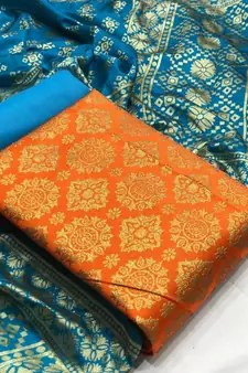 Orange zari woven brocade salwar