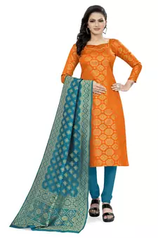 Orange zari woven brocade salwar