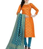 Orange zari woven brocade salwar