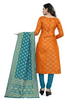 Orange zari woven brocade salwar