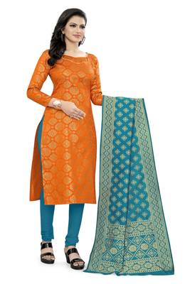Orange zari woven brocade salwar 3