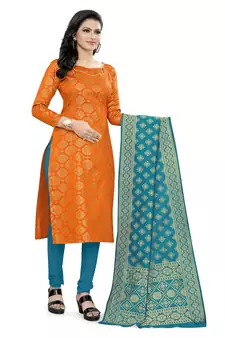Orange zari woven brocade salwar