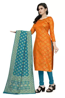 Orange zari woven brocade salwar