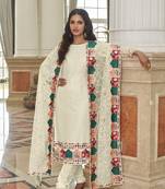 Off White Color Net Fabric Salwar Suit In Georgette Fabric With Embroidery As
