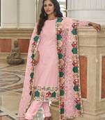 Pink Color Net Fabric Salwar Suit In Georgette Fabric With Embroidery As