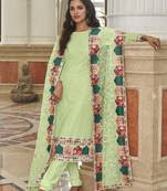 Pista Green Color Net Fabric Salwar Suit In Georgette Fabric With Embroidery As