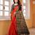 Red woven nylon saree with blouse