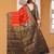 Red woven nylon saree with blouse