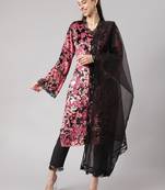 Pink embroidered
 velvet salwar