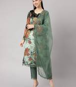 Green embroidered
 velvet salwar