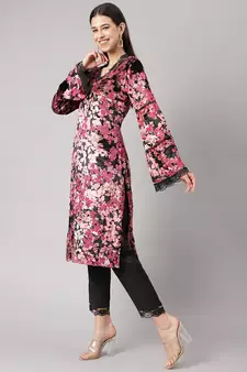 Pink embroidered
 velvet salwar