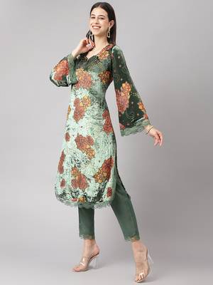 Green embroidered
 velvet salwar 2