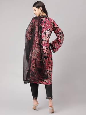 Pink embroidered
 velvet salwar 3