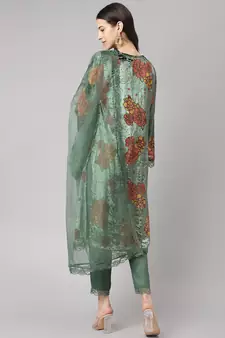 Green embroidered
 velvet salwar