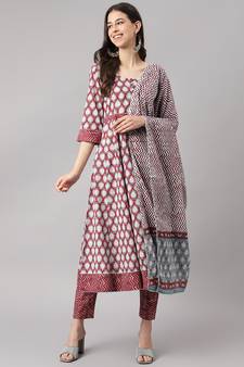 Maroon gotta patti cotton salwar