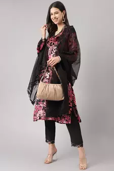 Pink embroidered
 velvet salwar