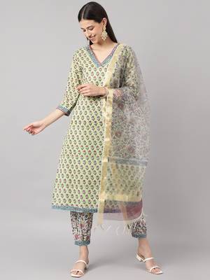 Green sequins cotton salwar 1