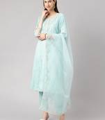 Light-green thread embroidery pure silk salwar