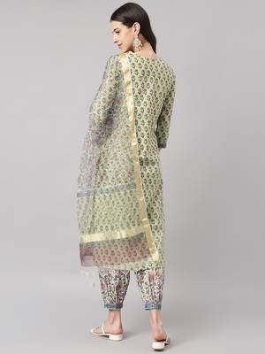 Green sequins cotton salwar 3