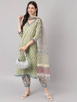 Green sequins cotton salwar 4