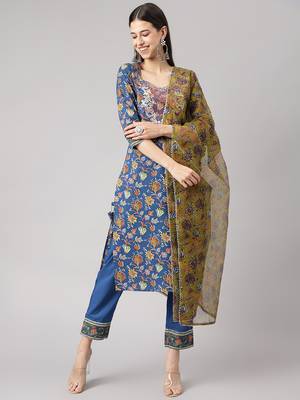 Blue zardosi cotton salwar 1