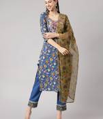 Blue zardosi cotton salwar