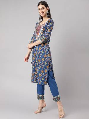 Blue zardosi cotton salwar 2