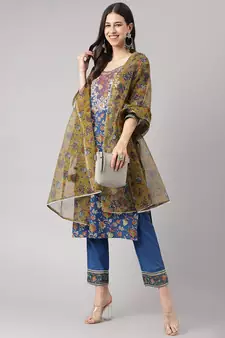 Blue zardosi cotton salwar