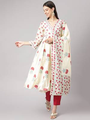 Cream sequins chanderi salwar 1