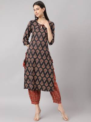 Black thread embroidery cotton salwar 1