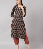 Black thread embroidery cotton salwar