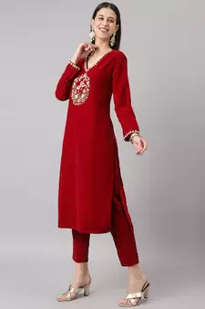 Maroon zardosi velvet salwar