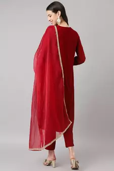 Maroon zardosi velvet salwar
