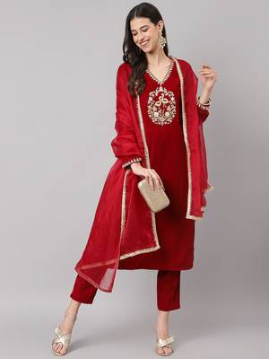 Maroon zardosi velvet salwar 4