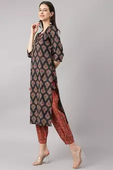 Black thread embroidery cotton salwar