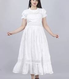 Women's Rayon Printed Fit & Flared Long Dress