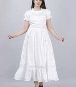 Women's Rayon Printed Fit & Flared Long Dress