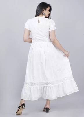 Women's Rayon Printed Fit & Flared Long Dress 5