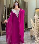 Hot Pink Georgette Zari Work Kaftan