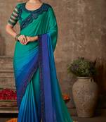 Multicolor embroidered silk blend saree with blouse