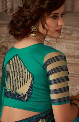 Multicolor embroidered silk blend saree with blouse 2