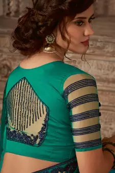 Multicolor embroidered silk blend saree with blouse